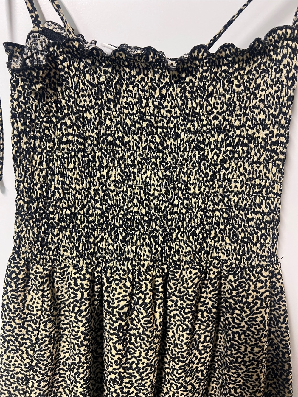 Top Shop Spaghetti Strap Mini Dress, Smocked, Tie Strap, Size 4, Animal Print - Picture 5 of 8